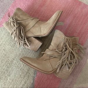 Gianni Bini Suede Fringe Booties